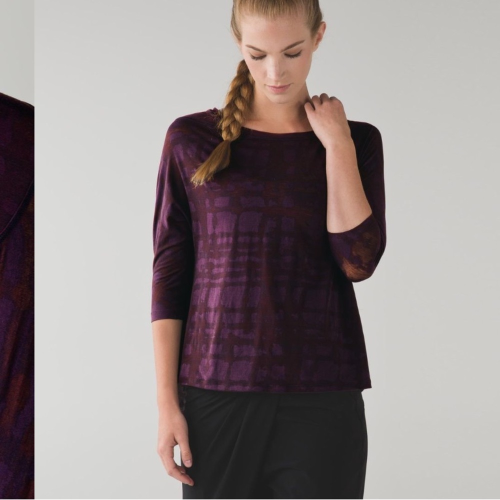 LULULEMON yoga flow long sleeve tee ghost weave purple small/ medium plum